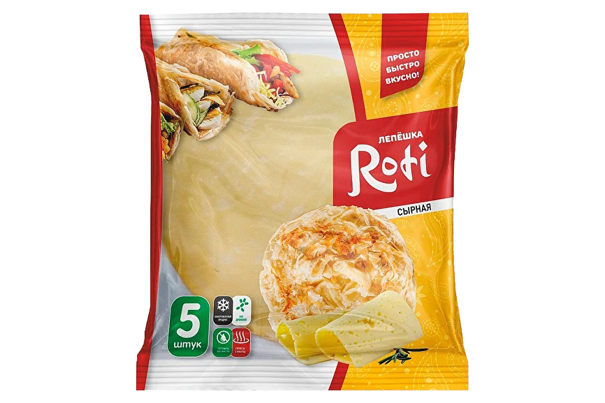 [4-255] Лепешка Roti сырная, Ризык, 450 г, (10)