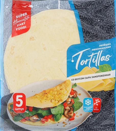 Лепешка мексиканская Tortillas со вкусом сыра, Ризык, 345 г, (10)
