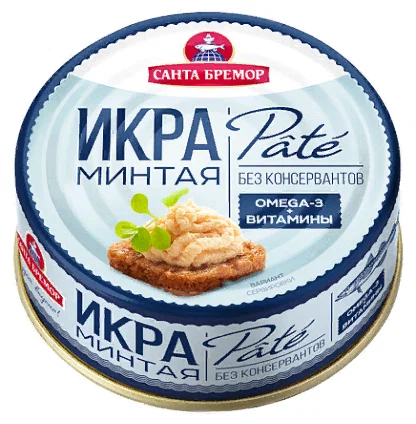 Икра  деликатесная люкс минтая "Пате" пастериз. 90 гр. 1/6