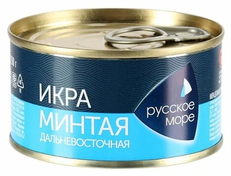 Икра деликатесная минтая "Люкс" "Дальневосточная" 130г 1/6 "Русское море"