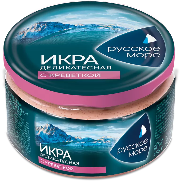 [4605561013139] Икра деликатесная мойвы в майонезном соусе "с креветкой"  165г 1/6 "Русское море"