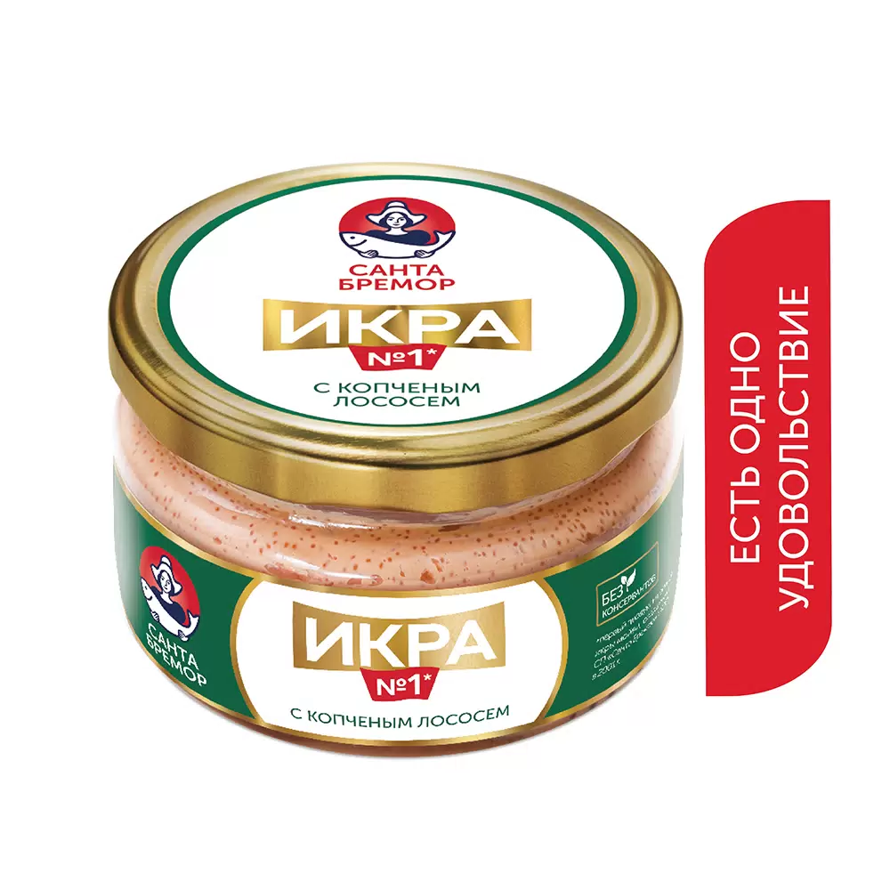 Икра деликатесная мойвы "Икра № 1" с копченым лососем 180 г 1/6