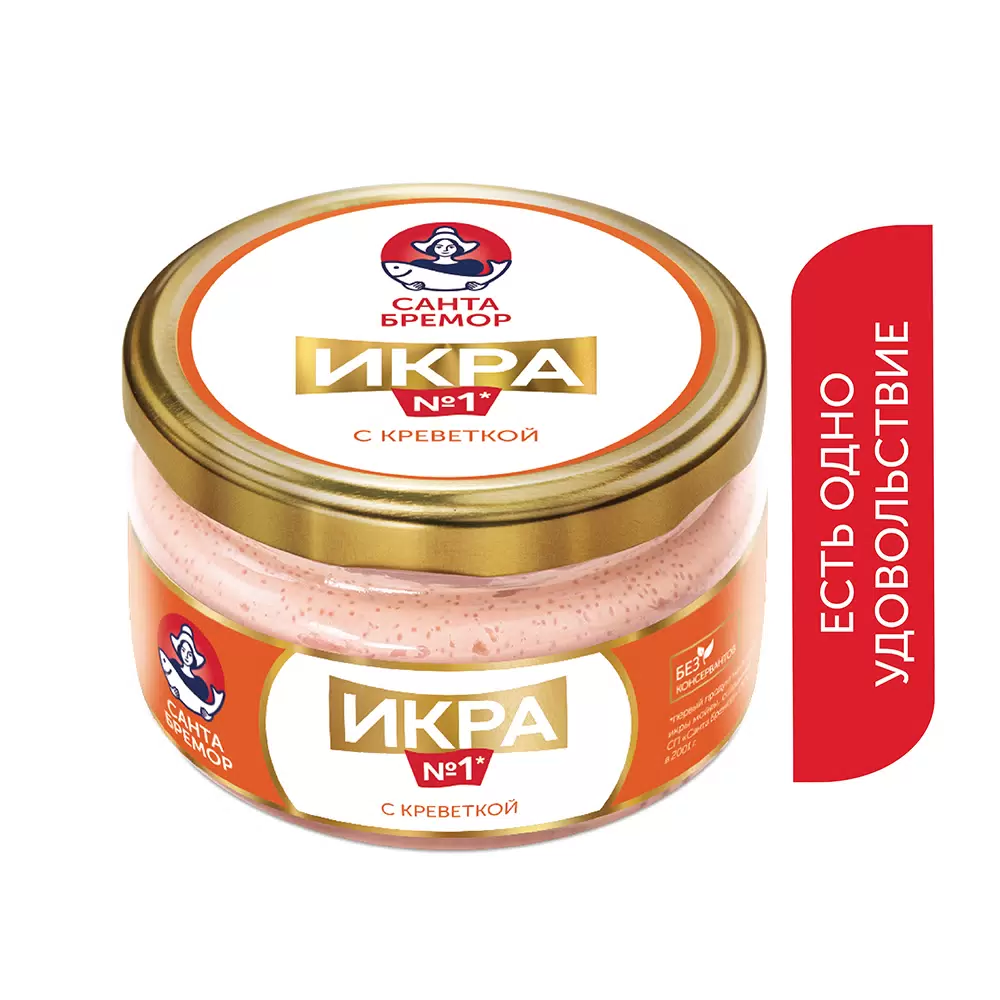 Икра деликатесная мойвы "Икра № 1" с креветкой 180 г 1/6