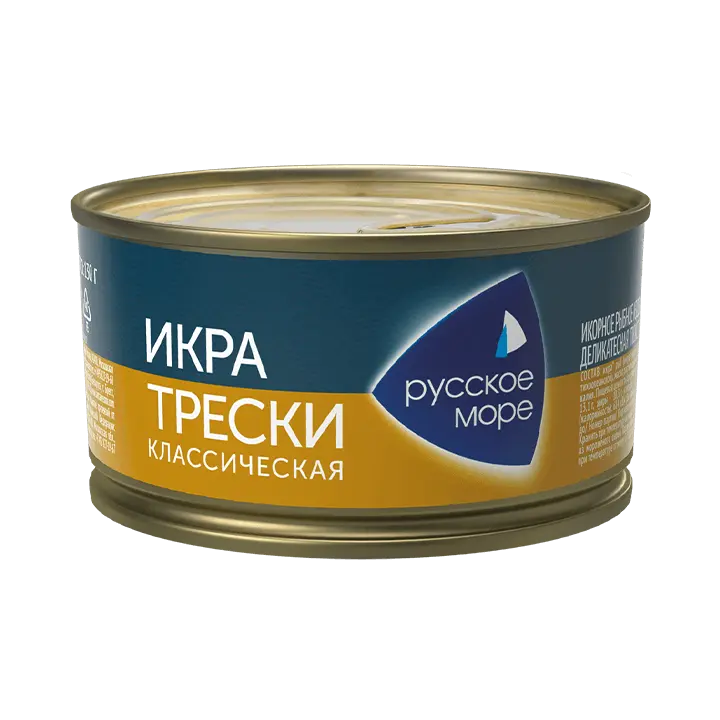 [4605561004373] Икра деликатесная трески "Классическая" 130г 1/6 "Русское море"