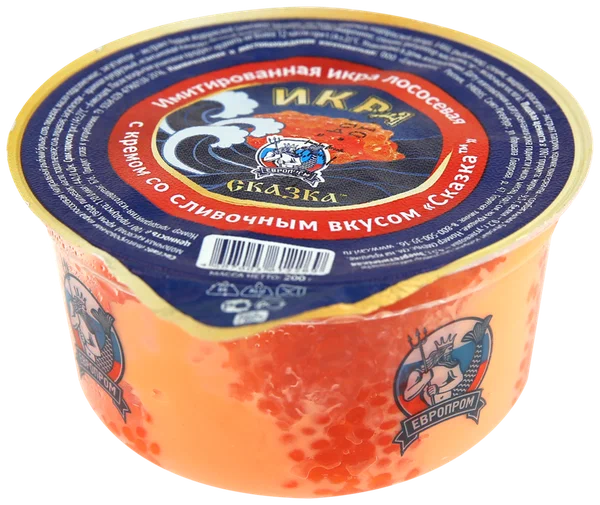 [4687003612269] Имитированная икра лососевая с кремом со сливочным вкусом "Сказка" 200 г. 1/24