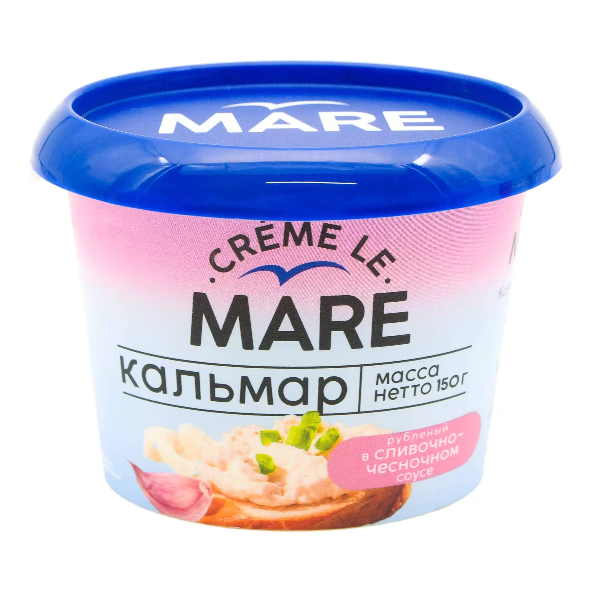 [4607010736569] Кальмар рубленый на основе раст. масел в сливочно-чесночном соусе 150 г 1/6 MARE  ТМ ББ