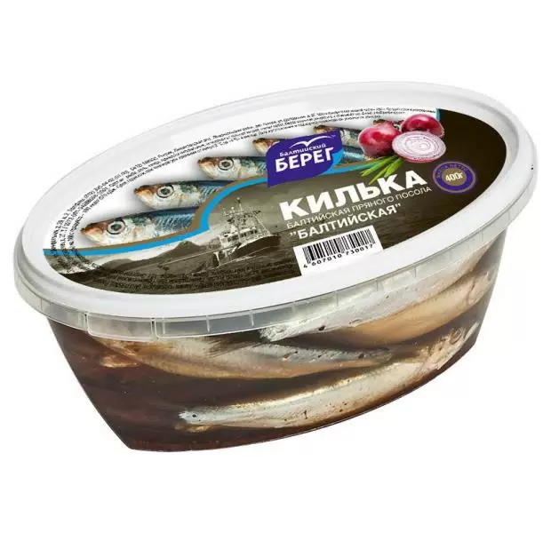 [4607010738419] Килька пряного посола "Каспийская" 400 г. 1/8