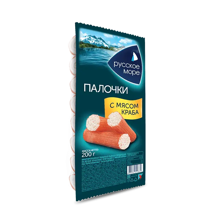 [4605561013047] Крабовые палочки "Королевский краб" с мясом краба "Русское море" охл. 250 гр. 1/7