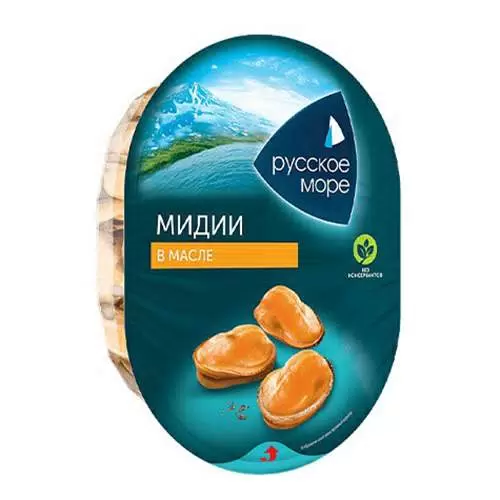 [4605561015133] Мясо мидии чилийской в раст. масле "Русское Море" "Классик" 180г 1/6