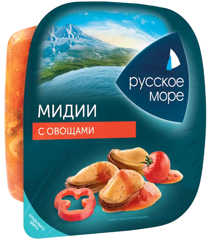 Салат из мяса мидии чилийской вареного с овощами "Русское море" 150г 1/6