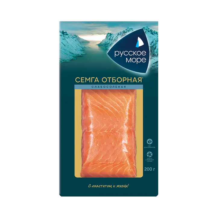 Семга слабосоленая филе-кусок "Русское море" 200г 1/6