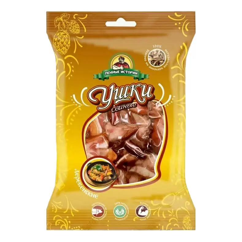 [4620046020471] Ушки свиные в/к с красным перцем 90 гр. 1/30