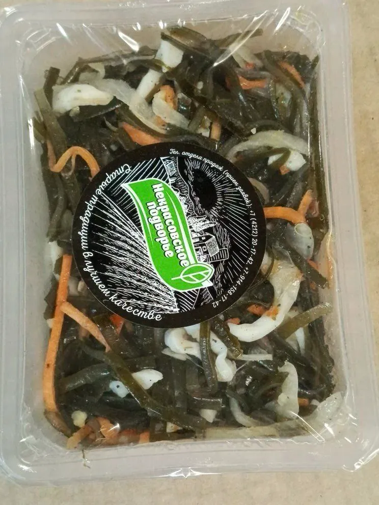 [19-39] Салат из морской капусты с кальмаром 200 гр (под запайку) Некрасовское подворье