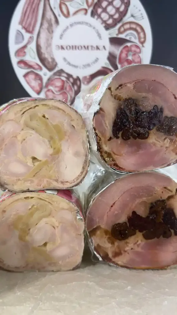 Рулет курица с грибами, утка с черносливом, 1кг 