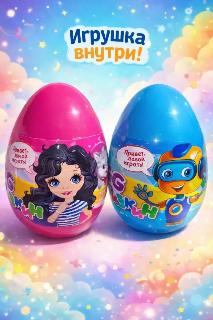 Яйцо пластиковое «Сюрпризкин» 170гр в асс, шт