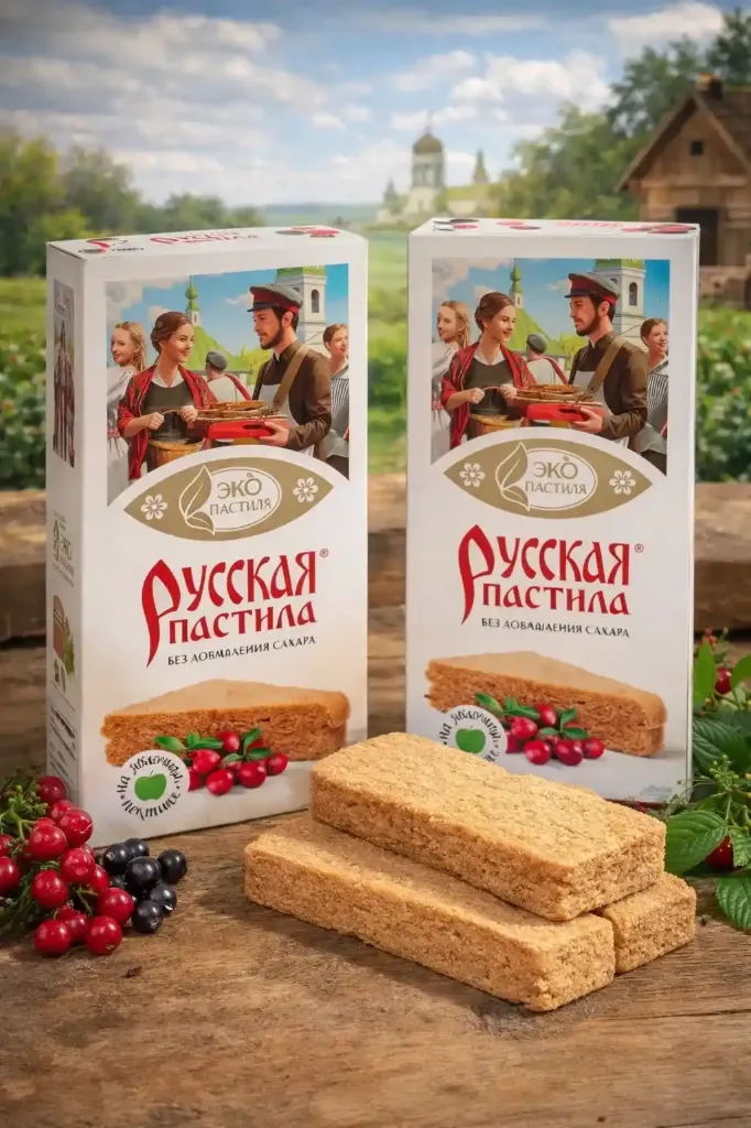 «Русская пастила» без сахара 45гр Вкус: яблоко/яблоко-клюква