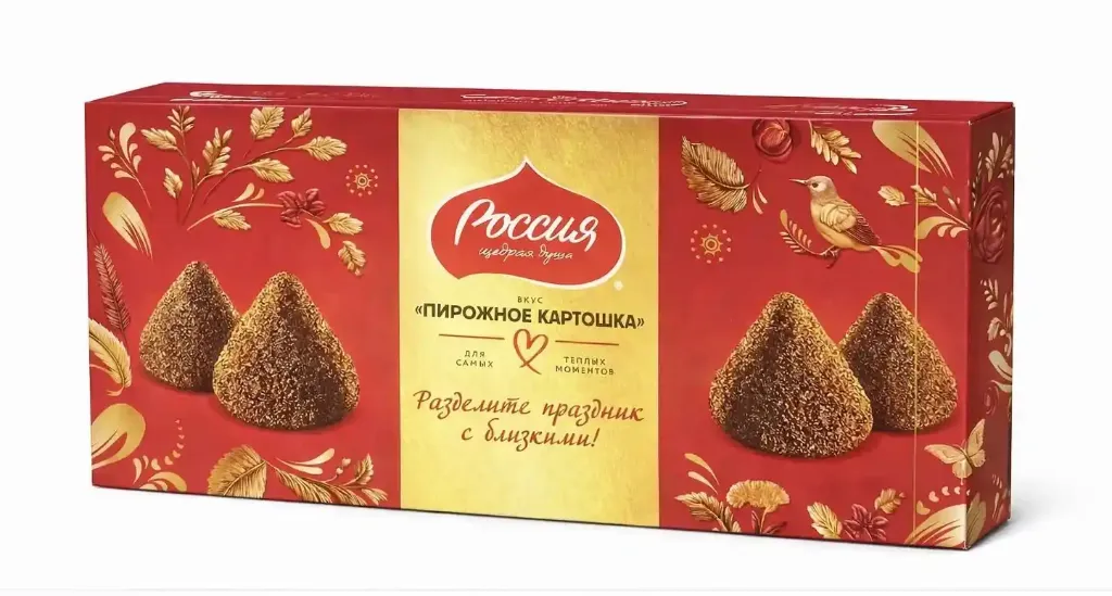 Конфеты подарочные «Россия» со вкусом пирожного картошка 146гр