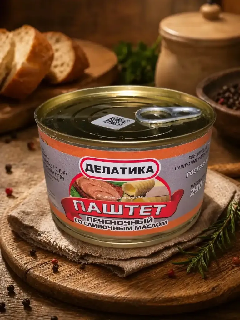 Паштет печеночный со сливочным маслом «Делатика» 230гр