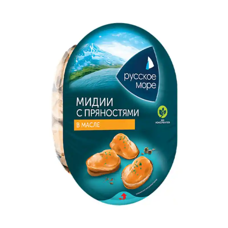 [4605561015003] Салат из мяса мидии чилийской вареной в соусе "Русское море" 150г 1/6