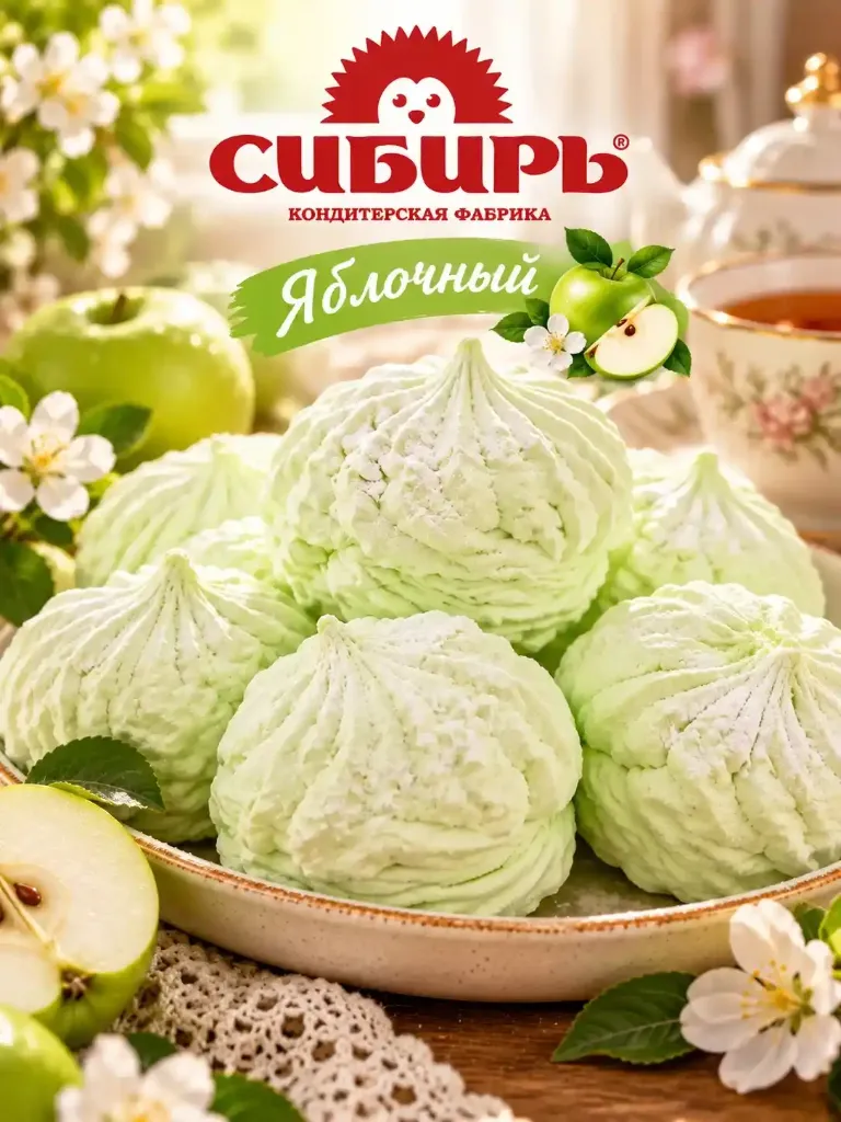 Зефир яблочный весовой ;  коробка на 2 кг
