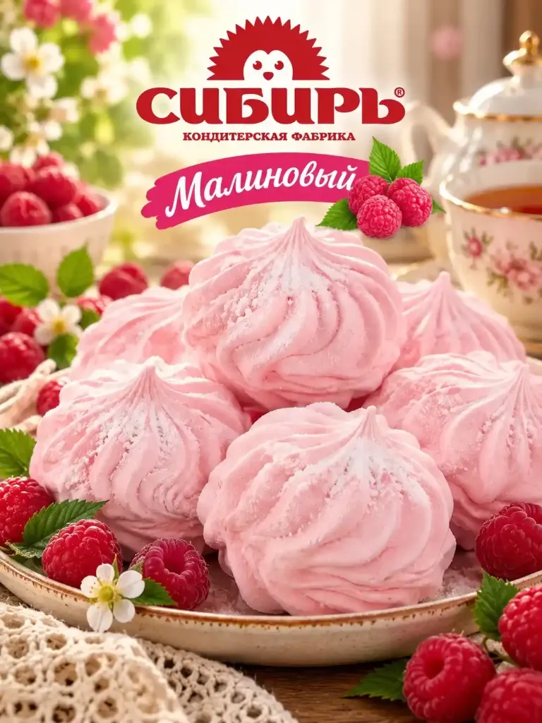 Зефир малиновый весовой ;  коробка на 2 кг