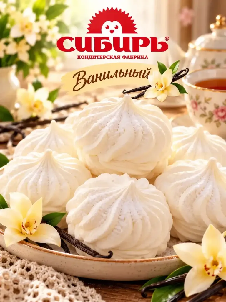 Зефир ванильный в глазури весовой ;  коробка на 2 кг