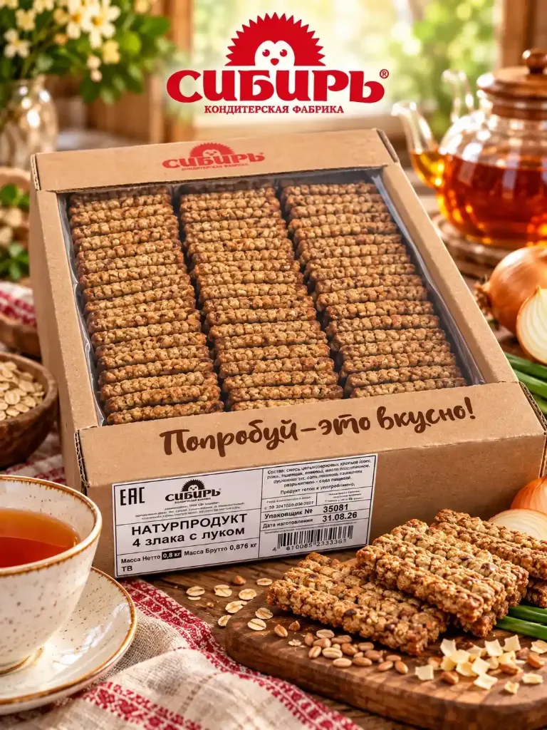 Хлебцы 4 злака с луком ;  800 г