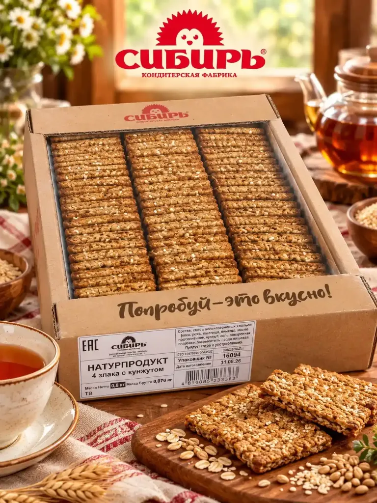 Хлебцы 4 злака с кунжутом ;  800 г